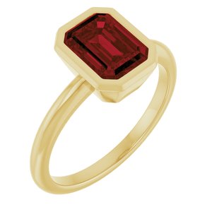10K Yellow Gold 8x6 mm Natural Mozambique Garnet Bezel-Set Ring