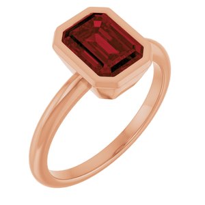 14K Rose Gold 8x6 mm Natural Mozambique Garnet Bezel-Set Ring