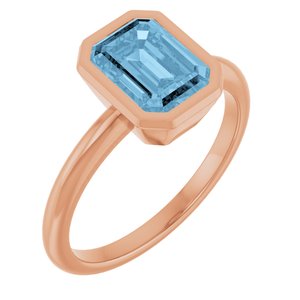 14K Rose Gold 8x6 mm Natural Sky Blue Topaz Bezel-Set Ring