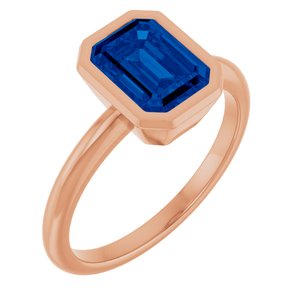 14K Rose Gold 8x6 mm Lab-Grown Blue Sapphire Bezel-Set Ring
