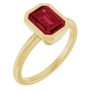 10K Yellow Gold 8x6 mm Lab-Grown Ruby Bezel-Set Ring