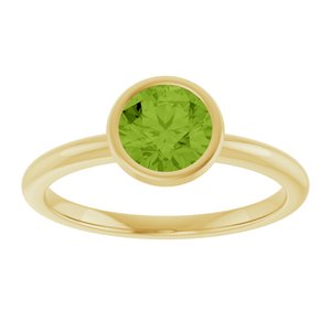 14K Yellow Gold 6 mm Natural Peridot Bezel-Set Ring