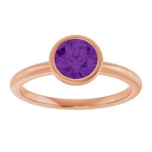 14K Rose Gold 6 mm Natural Amethyst Bezel-Set Ring