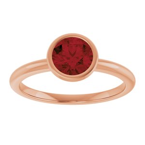 14K Rose Gold 6 mm Natural Mozambique Garnet Bezel-Set Ring