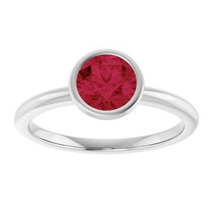 Sterling Silver 6 mm Lab-Grown Ruby Bezel-Set Ring