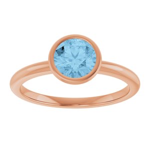 14K Rose Gold 6 mm Natural Sky Blue Topaz Bezel-Set Ring