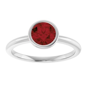 10K White Gold 6 mm Natural Mozambique Garnet Bezel-Set Ring