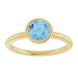 14K Yellow Gold 6 mm Natural Sky Blue Topaz Bezel-Set Ring