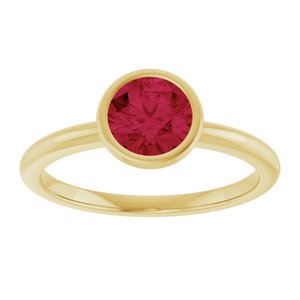 10K Yellow Gold 6 mm Lab-Grown Ruby Bezel-Set Ring