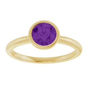 14K Yellow Gold 6 mm Natural Amethyst Bezel-Set Ring