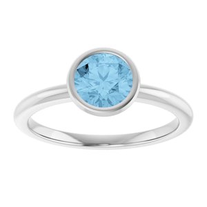 Sterling Silver 6 mm Natural Sky Blue Topaz Bezel-Set Ring