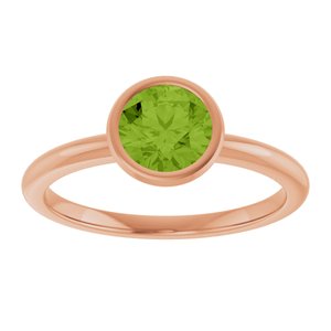 14K Rose Gold 6 mm Natural Peridot Bezel-Set Ring