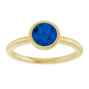 14K Yellow Gold 6 mm Lab-Grown Blue Sapphire Bezel-Set Ring