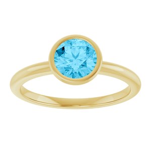 14K Yellow Gold 6 mm Natural Aquamarine Bezel-Set Ring