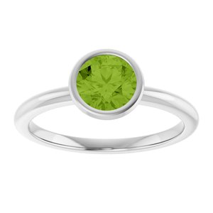 Sterling Silver 6 mm Natural Peridot Bezel-Set Ring