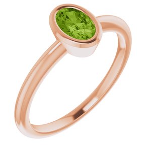 14K Rose Gold 6x4 mm Natural Peridot Bezel-Set Ring