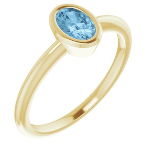 10K Yellow Gold 6x4 mm Natural Sky Blue Topaz Bezel-Set Ring