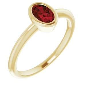 10K Yellow Gold 6x4 mm Natural Mozambique Garnet Bezel-Set Ring