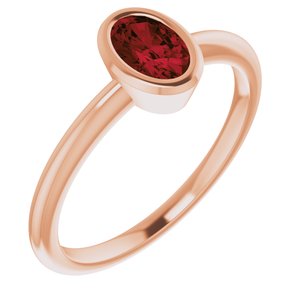 14K Rose Gold 6x4 mm Natural Mozambique Garnet Bezel-Set Ring