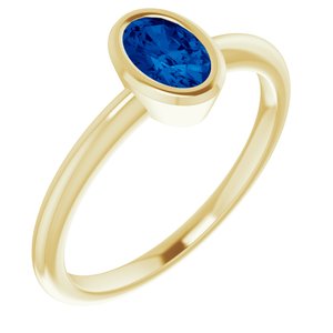 14K Yellow Gold 6x4 mm Lab-Grown Blue Sapphire Bezel-Set Ring