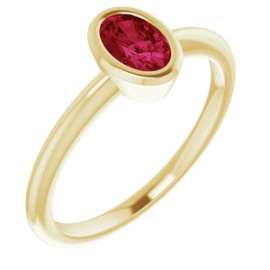 14K Yellow Gold 6x4 mm Lab-Grown Ruby Bezel-Set Ring
