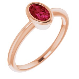 14K Rose Gold 6x4 mm Lab-Grown Ruby Bezel-Set Ring