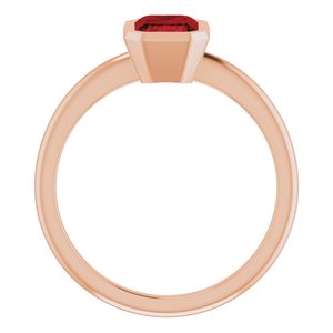 14K Rose Gold 7x5 mm Natural Mozambique Garnet Bezel-Set Ring