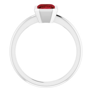 10K White Gold 7x5 mm Natural Mozambique Garnet Bezel-Set Ring