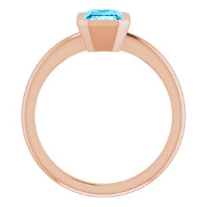 14K Rose Gold 7x5 mm Natural Aquamarine Bezel-Set Ring