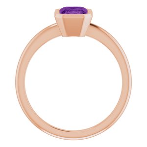 14K Rose Gold 7x5 mm Natural Amethyst Bezel-Set Ring