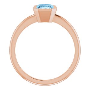 14K Rose Gold 7x5 mm Natural Sky Blue Topaz Bezel-Set Ring