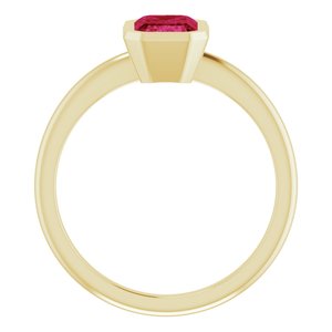 10K Yellow Gold 7x5 mm Lab-Grown Ruby Bezel-Set Ring