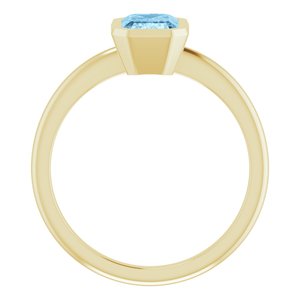 14K Yellow Gold 7x5 mm Natural Sky Blue Topaz Bezel-Set Ring
