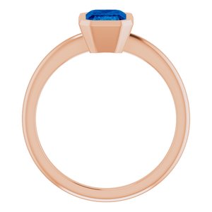 14K Rose Gold 7x5 mm Lab-Grown Blue Sapphire Bezel-Set Ring