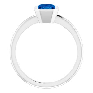 Sterling Silver 7x5 mm Lab-Grown Blue Sapphire Bezel-Set Ring