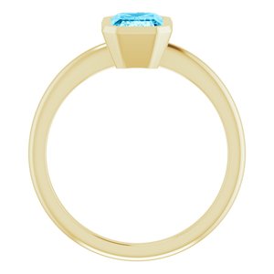 14K Yellow Gold 7x5 mm Natural Aquamarine Bezel-Set Ring
