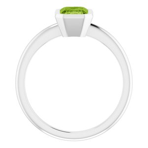 Platinum 7x5 mm Natural Peridot Bezel-Set Ring