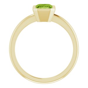 10K Yellow Gold 7x5 mm Natural Peridot Bezel-Set Ring
