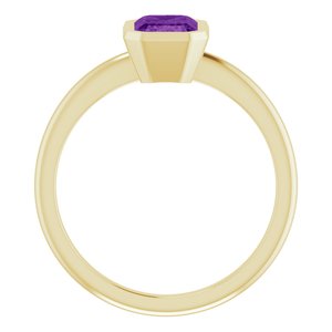 14K Yellow Gold 7x5 mm Natural Amethyst Bezel-Set Ring