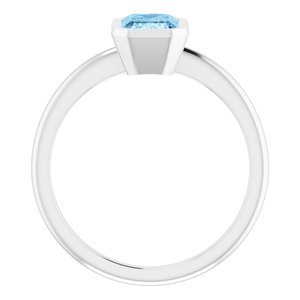 10K White Gold 7x5 mm Natural Sky Blue Topaz Bezel-Set Ring