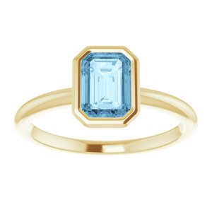 10K Yellow Gold 7x5 mm Natural Sky Blue Topaz Bezel-Set Ring