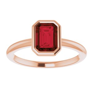 14K Rose Gold 7x5 mm Natural Mozambique Garnet Bezel-Set Ring