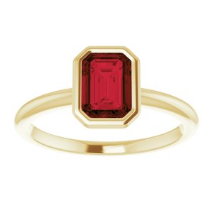 14K Yellow Gold 7x5 mm Natural Mozambique Garnet Bezel-Set Ring