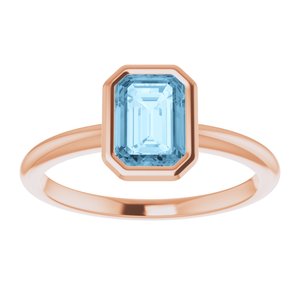 14K Rose Gold 7x5 mm Natural Sky Blue Topaz Bezel-Set Ring