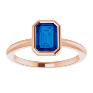14K Rose Gold 7x5 mm Lab-Grown Blue Sapphire Bezel-Set Ring