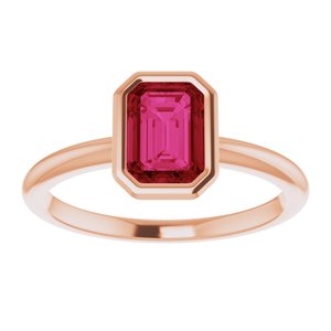 14K Rose Gold 7x5 mm Lab-Grown Ruby Bezel-Set Ring