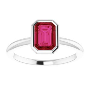 Sterling Silver 7x5 mm Lab-Grown Ruby Bezel-Set Ring