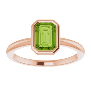 14K Rose Gold 7x5 mm Natural Peridot Bezel-Set Ring