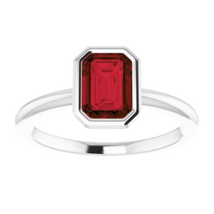 10K White Gold 7x5 mm Natural Mozambique Garnet Bezel-Set Ring