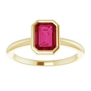 10K Yellow Gold 7x5 mm Lab-Grown Ruby Bezel-Set Ring